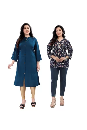Contemporary Charm Printed Kurti "combo "