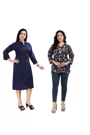 Ethereal Elegance Printed Kurti "combo "